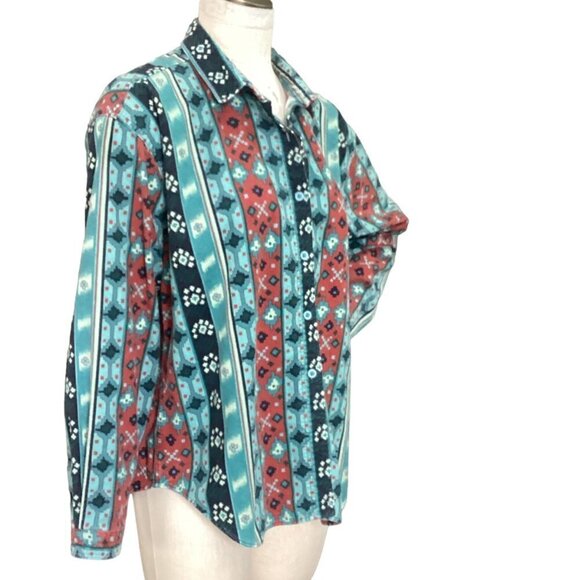 VTG Woolrich Cotton Flannel Button-Up Shirt Wm Sz XL Aztec Tribal Southwest 223J - Picture 3 of 6
